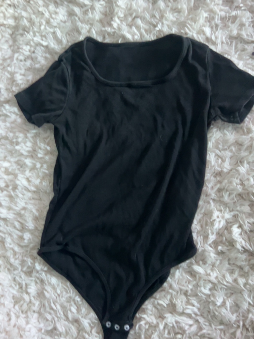 SHEIN Black Scoop Neck Short Sleeve Bodysuit